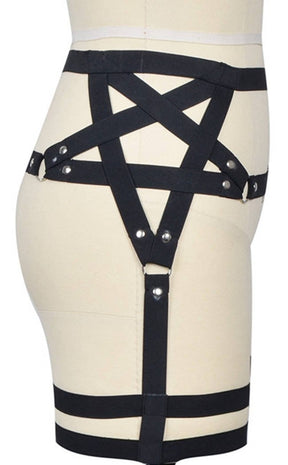 Pentagram Garter Body Harness-Cold Black Heart-Tragic Beautiful