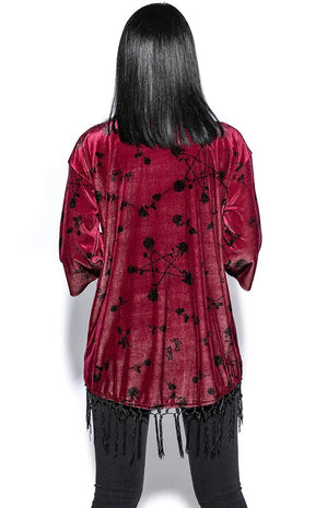 Pentagram Rose Velvet Kimono-BlackCraft-Tragic Beautiful