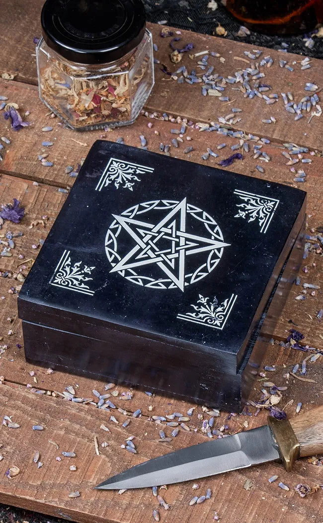 Pentagram Soapstone Trinket Box