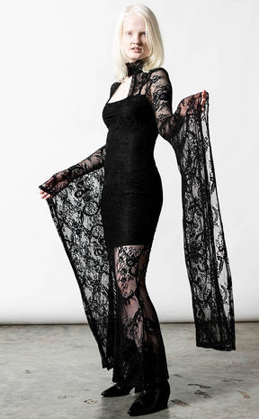 Phenomena Lace Maxi Dress | Black-Killstar-Tragic Beautiful