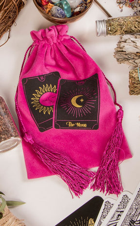 Pink Tarot Cards Drawstring Pouch-Homewares-Tragic Beautiful