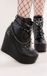 POISON-101 Black Vegan Leather Platform Ankle Boots-Demonia-Tragic Beautiful