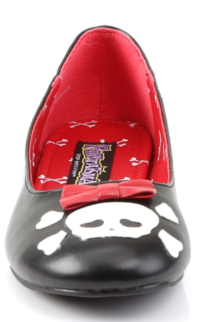 PUNK-14 Black Cute Skull Flats-Funtasma-Tragic Beautiful