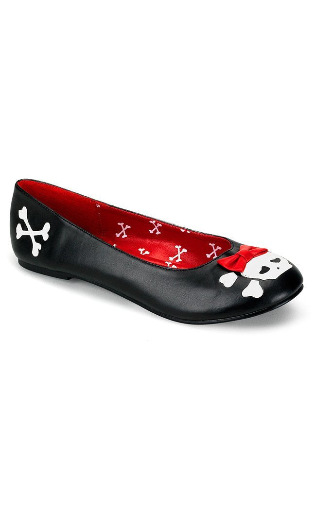 PUNK-14 Black Cute Skull Flats-Funtasma-Tragic Beautiful