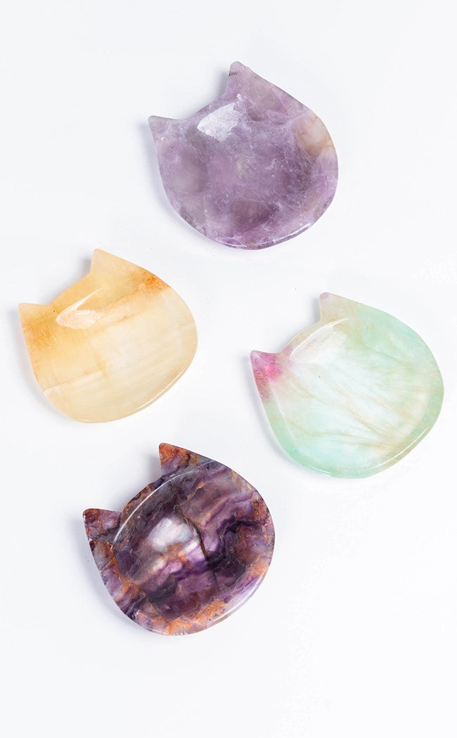 Rainbow Fluorite Crystal Cat Bowl-Crystals-Tragic Beautiful