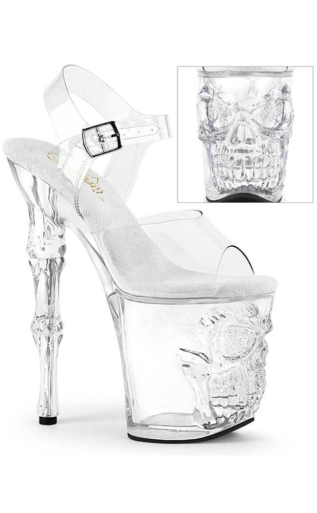 RAPTURE-808 Clear Skull Platform Heels-Pleaser-Tragic Beautiful