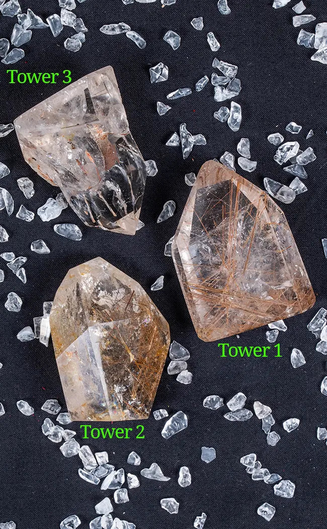 RARE A Grade Natural Golden Rutilated Quartz Towers