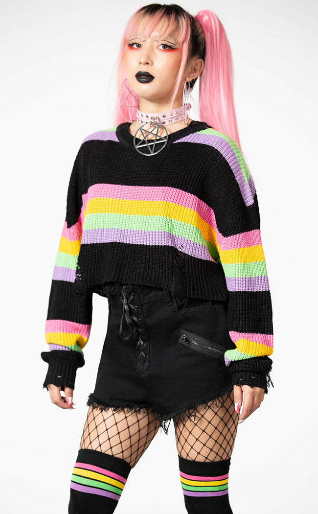 Regenboden Knit Crop Sweater-Killstar-Tragic Beautiful