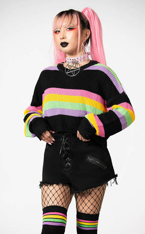 Regenboden Knit Crop Sweater-Killstar-Tragic Beautiful