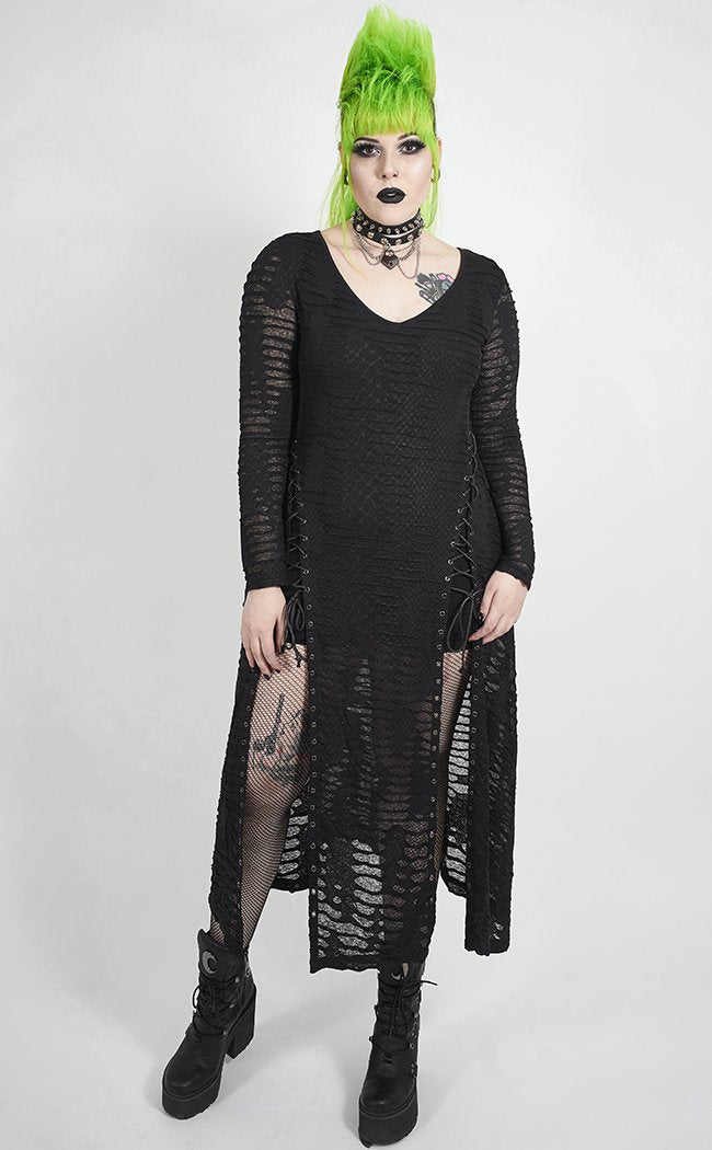 Reptilian Shredded Dress | Plus Size-Punk Rave-Tragic Beautiful