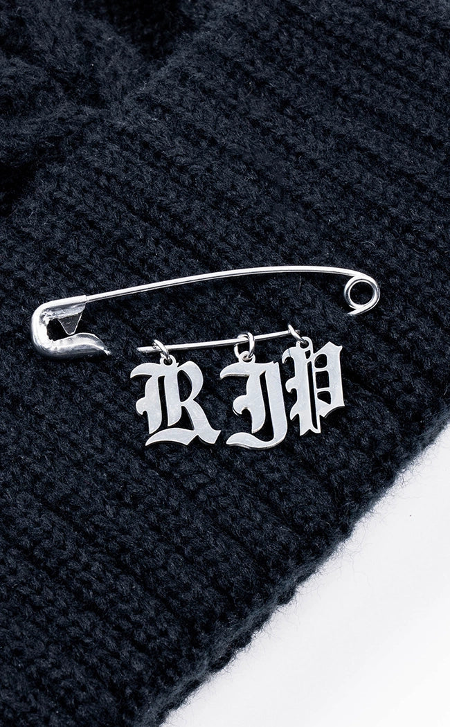 RIP Knitted Beanie-Cold Black Heart-Tragic Beautiful