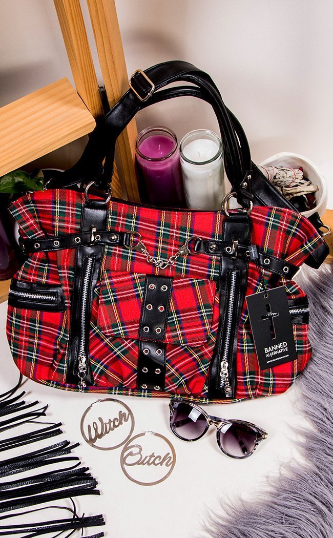 Rise Up Red Tartan Bag-Banned Apparel-Tragic Beautiful