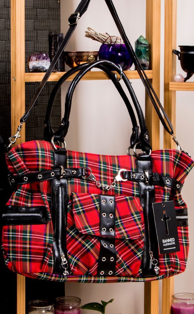 Rise Up Red Tartan Bag-Banned Apparel-Tragic Beautiful