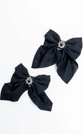 Sacred Heart Bow Hairclip | Black-Cold Black Heart-Tragic Beautiful