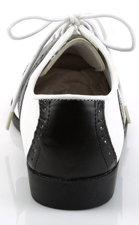 SADDLE-50 Blk-Wht Pu Shoes-Funtasma-Tragic Beautiful