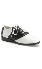 SADDLE-50 Blk-Wht Pu Shoes-Funtasma-Tragic Beautiful