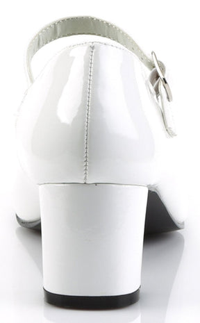 SCHOOLGIRL-50 Wht Pat Heels (Last Pair: 10)-Funtasma-Tragic Beautiful