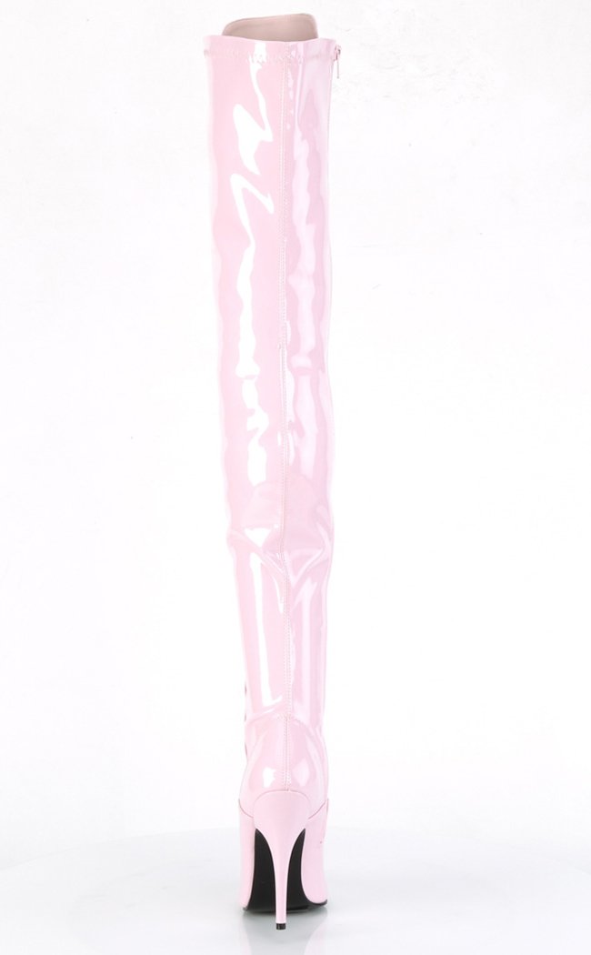 SEDUCE-3024 Baby Pink Patent Thigh High Boots-Pleaser-Tragic Beautiful