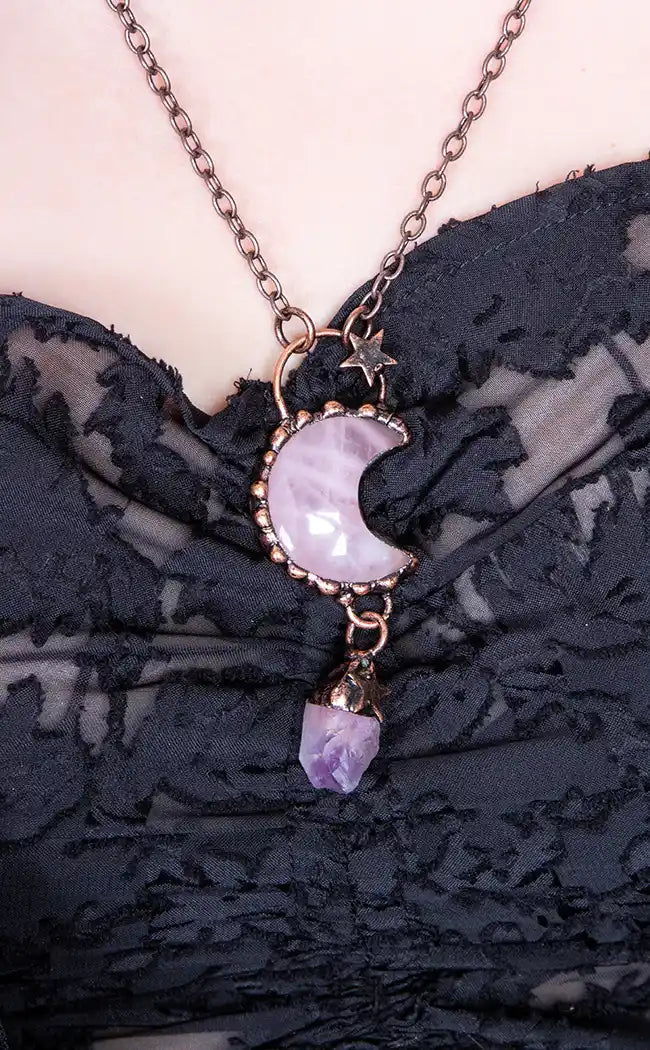 Selene Necklace | Rose Quartz-Gaia Regalia-Tragic Beautiful