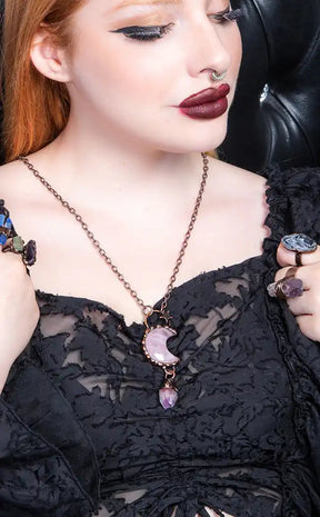 Selene Necklace | Rose Quartz-Gaia Regalia-Tragic Beautiful