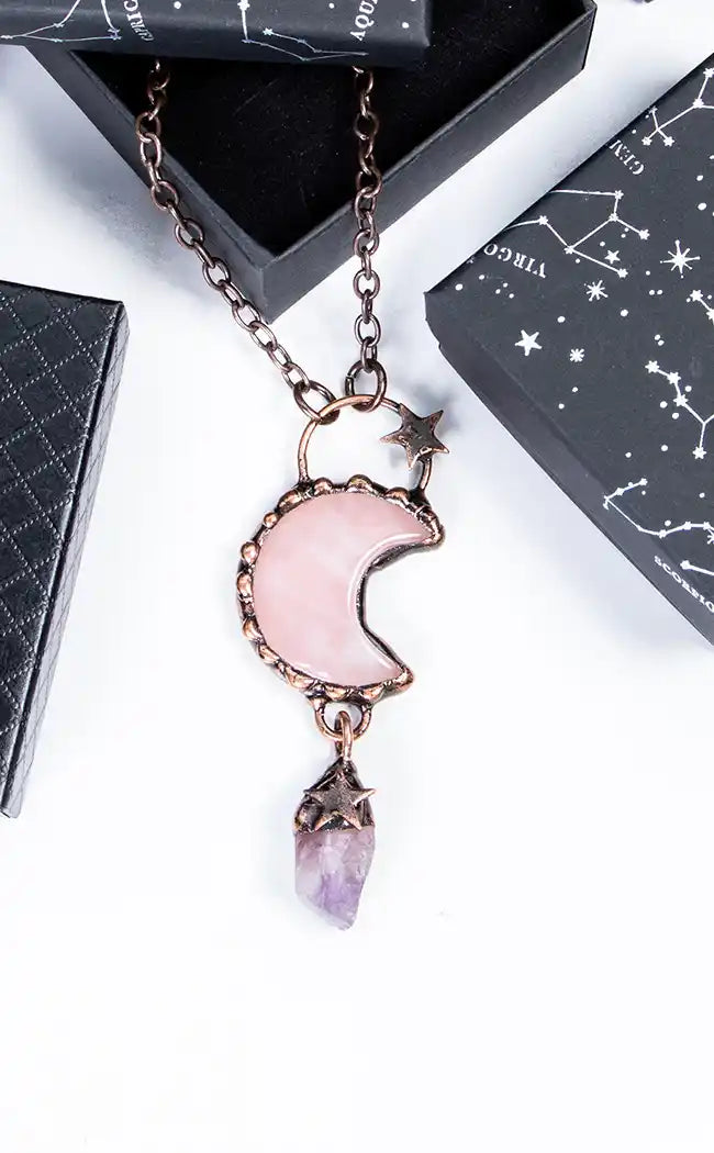 Selene Necklace | Rose Quartz-Gaia Regalia-Tragic Beautiful