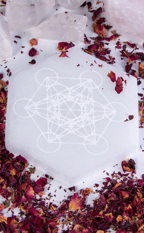 Selenite Chakra Crystal Grid & Charging Plate-Crystals-Tragic Beautiful