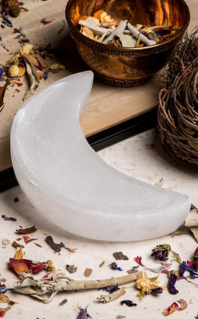 Selenite Crescent Charging Bowl-Crystals-Tragic Beautiful