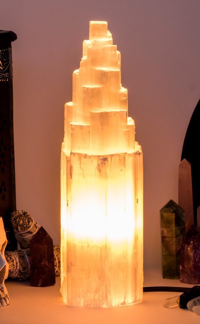 Selenite Crystal Lamp - Large 35-40cm-Crystals-Tragic Beautiful