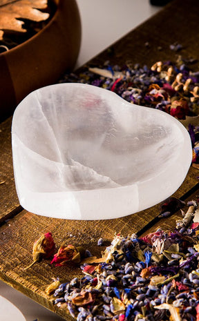 Selenite Heart Charging Bowl-Crystals-Tragic Beautiful