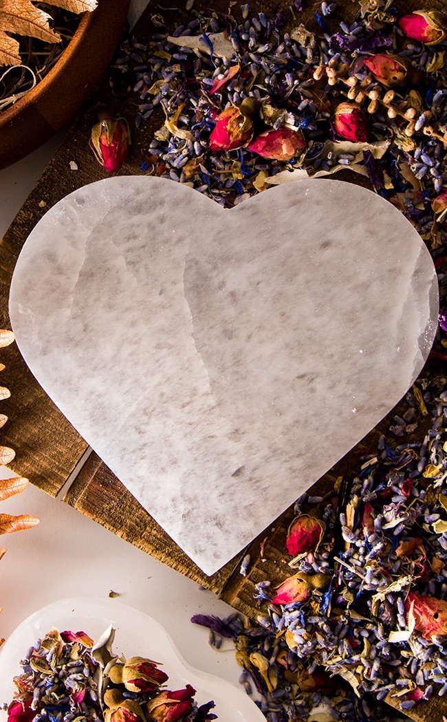 Selenite Heart Charging Plate-Crystals-Tragic Beautiful