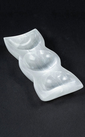 Selenite Triple Moon Crystal Bowl