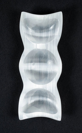 Selenite Triple Moon Crystal Bowl