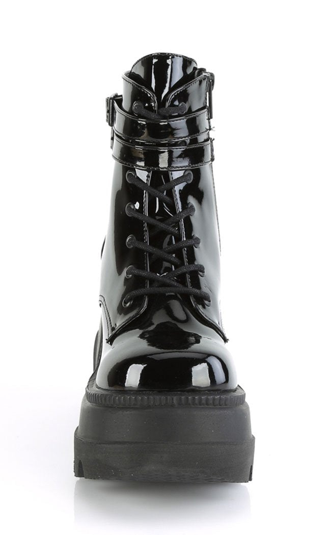 SHAKER-52 Black Patent Boots-Demonia-Tragic Beautiful