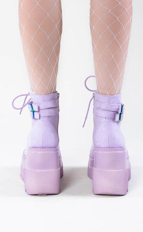 SHAKER-52 Lavender Vegan Suede Ankle Boots-Demonia-Tragic Beautiful