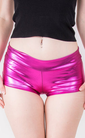 Shiny Booty Shorts Fuchsia-Music Legs-Tragic Beautiful