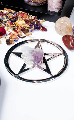 Silver Plated Cut-Out Pentagram Altar Tile-Witchcraft Supplies-Tragic Beautiful