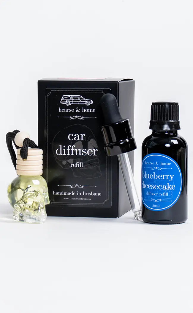 Skull Car Diffuser & Refill | Blueberry Cheesecake-Hearse & Home-Tragic Beautiful