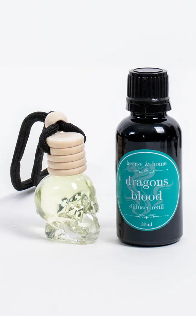 Skull Car Diffuser & Refill | Dragons Blood-Hearse & Home-Tragic Beautiful