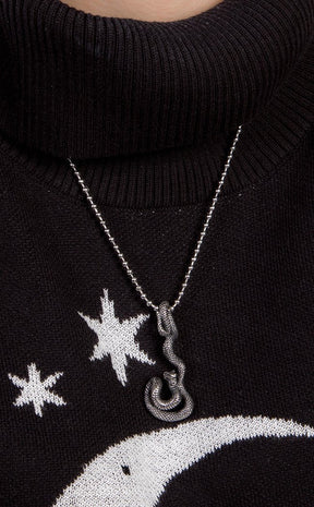 Snakebite Necklace-Cold Black Heart-Tragic Beautiful