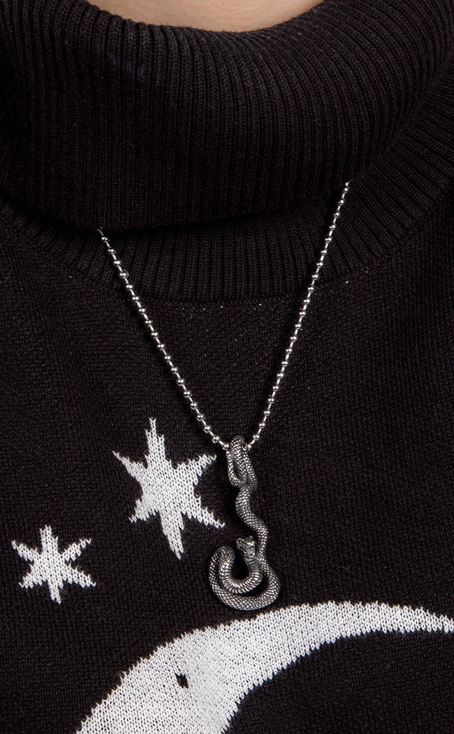 Snakebite Necklace-Cold Black Heart-Tragic Beautiful