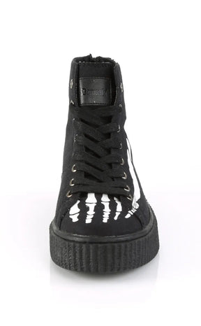 SNEEKER-252 Black Canvas Skeleton Sneakers