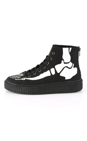 SNEEKER-252 Black Canvas Skeleton Sneakers