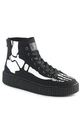 SNEEKER-252 Black Canvas Skeleton Sneakers