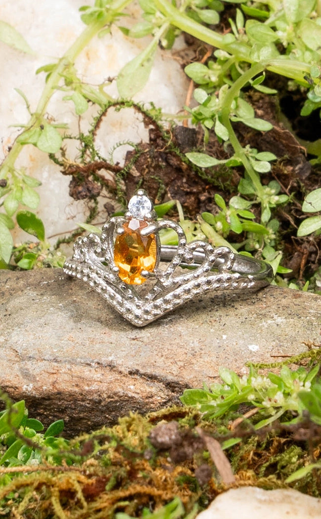 Sol Regalis Sterling Silver Citrine Crown Ring