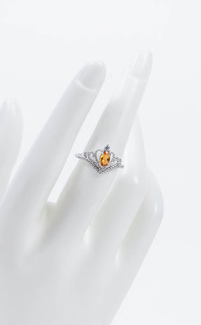 Sol Regalis Sterling Silver Citrine Crown Ring