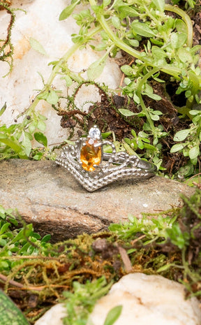 Sol Regalis Sterling Silver Citrine Crown Ring