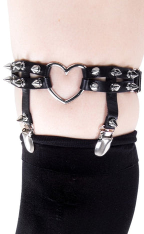 Spike Heart Garter Black-Cold Black Heart-Tragic Beautiful