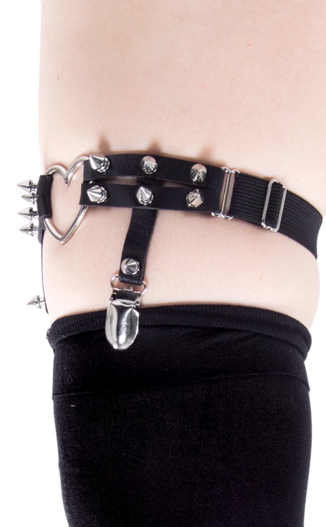 Spike Heart Garter Black-Cold Black Heart-Tragic Beautiful