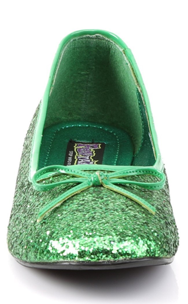 STAR-16G Green Glitter Flats-Funtasma-Tragic Beautiful