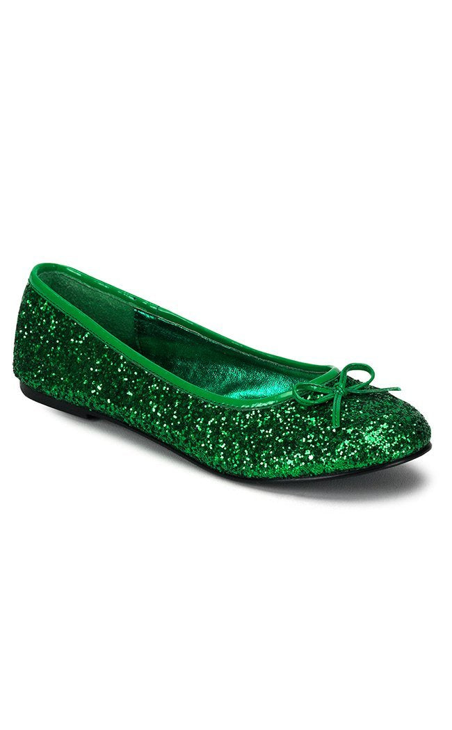 STAR-16G Green Glitter Flats-Funtasma-Tragic Beautiful